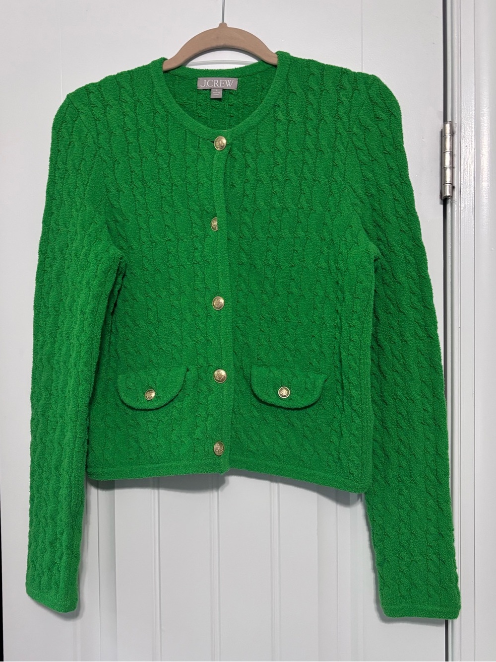 J.Crew green cable knit lady sweater